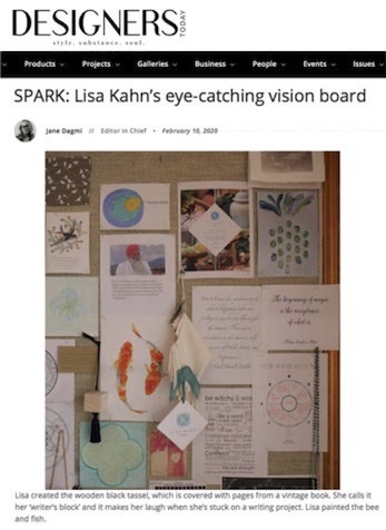 SPARK: Lisa Kahn's eye-catching vision board, DesignersToday.com, February 2020